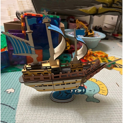 Đồ chơi lắp ghép gỗ 3D Mô hình Thuyền buồm Riding the Waves Laser