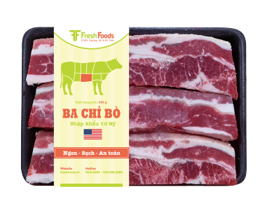 Ba chỉ bò Mỹ cắt nướng