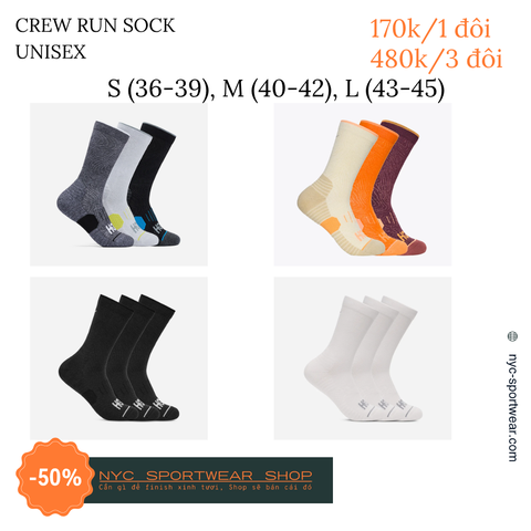Tất cổ cao Hoka Crew Run Socks