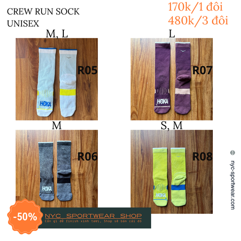 Tất cổ cao Hoka Crew Run Socks