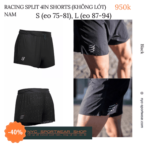 Quần Compressport Racing Split Short without Inner Brief - Bản không có lót trong (Nam)