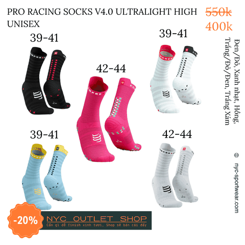 Tất cổ cao Compressport Pro Racing Socks v4.0 Ultralight High (Unisex)