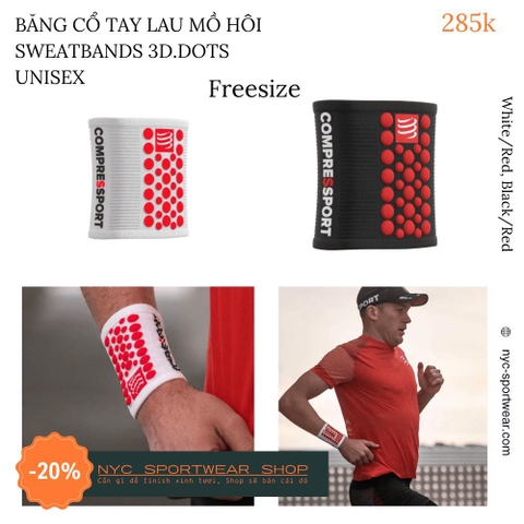 Băng cổ tay lau mồ hôi Compressport Sweatbands 3D.Dots (Unisex)