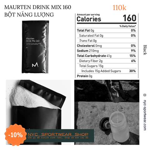 Bột năng lượng Maurten Drink Mix 160 Đen (No CAF)