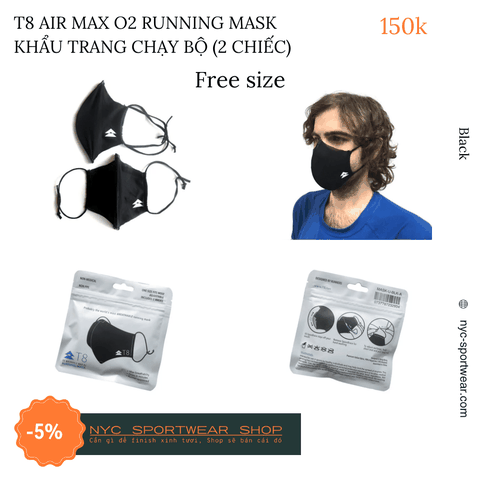 Khẩu trang chạy bộ T8 Max O2 Running Mask (2 chiếc)