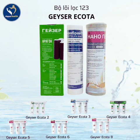 Bộ Lõi Lọc 123 Geyser Nhập Khẩu Thay Thế Máy Lọc Nước Geyser Ecota