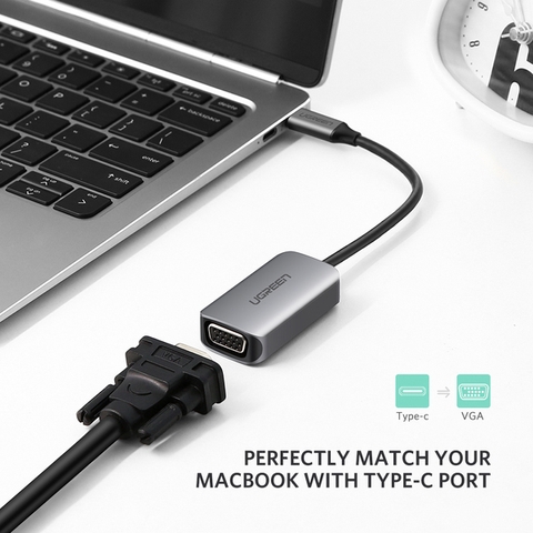 Bộ chuyển USB-C sang VGA Ugreen 50316 vỏ nhôm