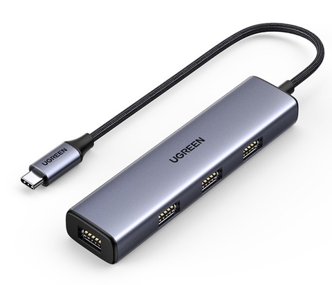 Hub USB Type-C sang 4 cổng USB 3.0 Ugreen 20841, Vỏ nhôm, dây bọc dù