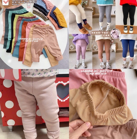 SET 4 QUẦN LEGGING LÓT LÔNG BÉ GÁI