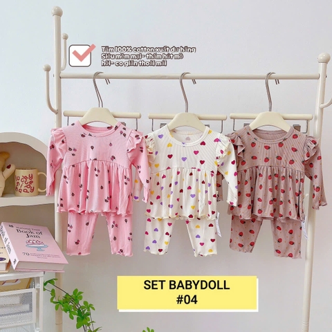 Lynhkids_ COMBO 3 BỘ BABY DOLL CÁNH TIÊN DÀI TAY BÉ GÁI