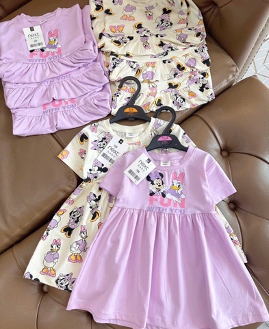 COMBO 2 VÁY MICKEY TÍM TRẮNG CHO BÉ GÁI