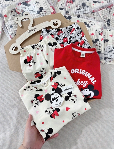 [SET 2 Bộ BÉ GÁI HỌA TIẾT MICKEY] – TONE ĐỎ BE SIÊU XINH CHO BÉ GÁI