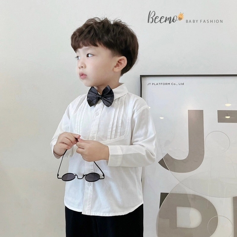 Beemo_ÁO SƠ MI TRẮNG PHỐI NƠ CỔ CHO BÉ TRAI