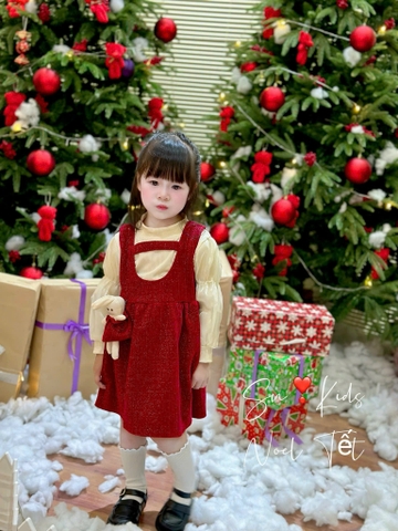 SET VÁY NHUNG KIM TUYẾN SIÊU XINH CHO BÉ YÊU