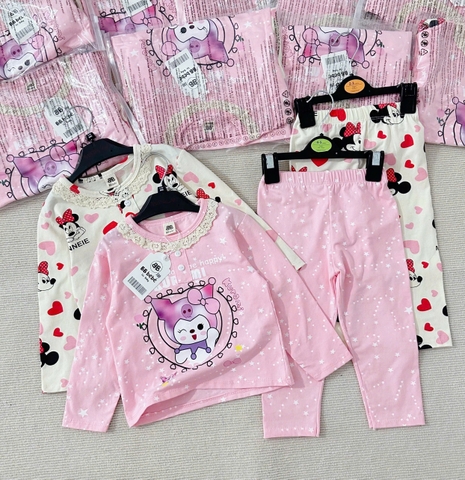 SET 2 BỘ KURUMI và MICKEY CỔ VIỀN BÈO DÀI TAY CHO BÉ GÁI
