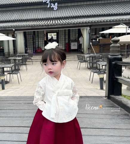 BEEMO_SET HANBOK TAFTA ĐẲNG CẤP, PHỐI REN HOA TINH TẾ CHO BÉ GÁI