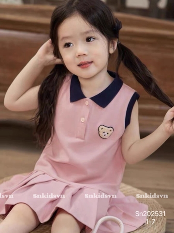 VÁY COTTON SÁT NÁCH HỒNG THÊU – CỔ DỆT, ĐUÔI CÁ XẾP LY