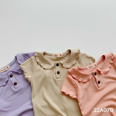 ÁO THUN GÂN CỔ SEN CHO BÉ GÁI