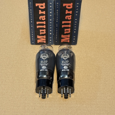 2x Vintage Mullard EL37 KT66 Tray Getter Vacuum Tubes Black Base New In Box