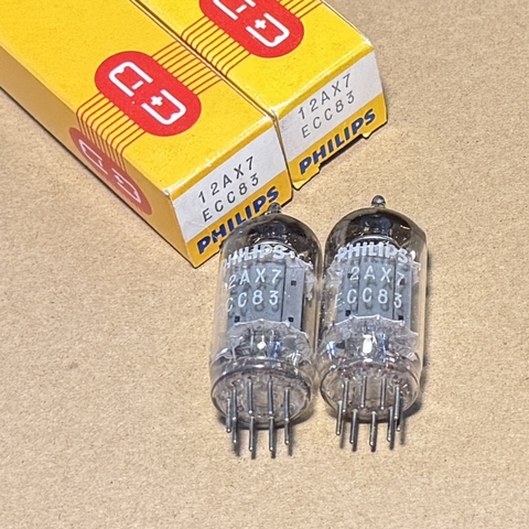 1Pair Philips ECC83 12AX7 Long Plate O Getter Vacuum Tube New In Box