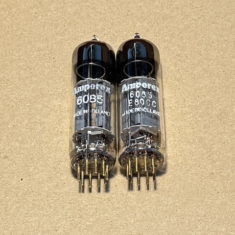 1Pair Amperex 6085 12AU7 E80CC Gold Pin Halo Getter Vacuum Tube (D3)