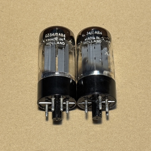 2Pc Amperex GZ34 5AR4 Tube DD Getter Code F31 X9E & X9C Holland