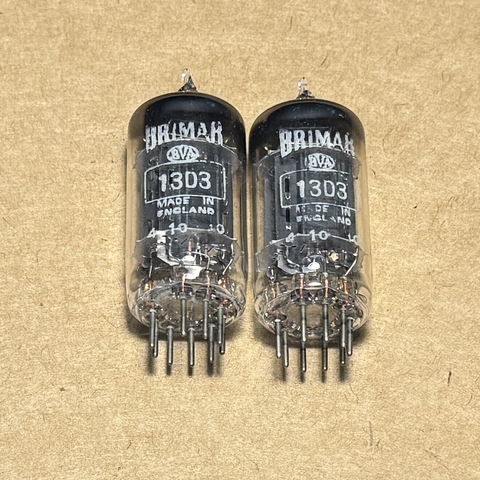 Matched pair Brimar 13D3 6158 12AU7 Black Plate Square Getter Code 1956