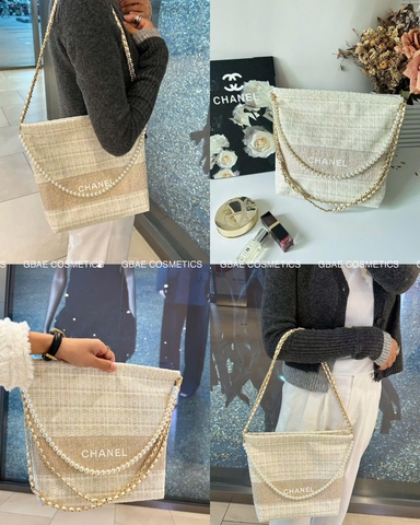 Túi Gift CHANEL Custom Vải Tweed 2024 Tặng Túi Giấy Chanel Hoa Trà