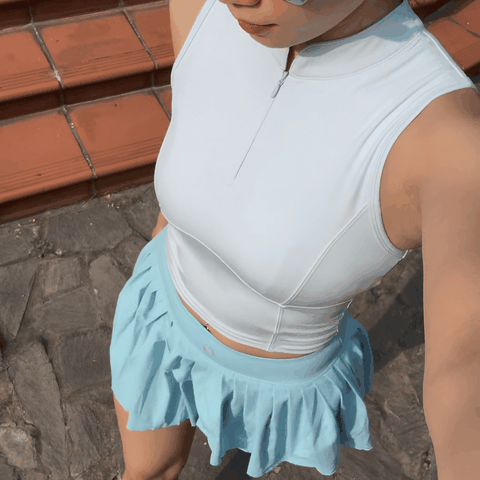 aeyo | Áo ba lỗ tennis, pickleball, golf thể thao có khóa kéo phía trước tôn dáng cao cấp độ đàn hồi cao, thoải mái