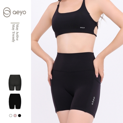aeyo | Quần đùi tập yoga gym pilates tennis nữ Sweet cạp cao, vải thun dày dặn BL003
