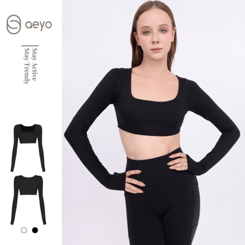 aeyo | Áo bra tập yoga gym pilates nữ Mellow cổ vuông, dài tay BL005