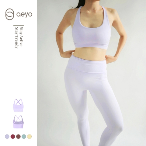aeyo | Áo tập yoga gym nữ Crossback dây chéo, mút rời chất vải dày dặn, cao cấp, nâng đỡ tốt, ôm sát