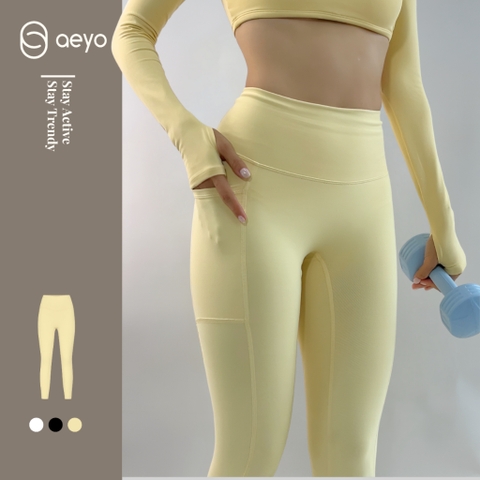 aeyo | Quần Legging tập yoga gym pilates nữ Bliss cạp cao, chất liệu vải dày dặn BL006