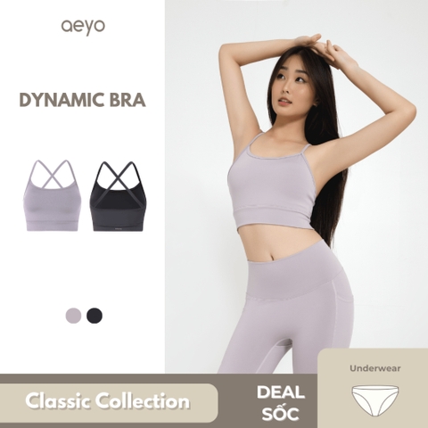 aeyo | Áo bra tập yoga nữ Dynamic Flow, dây chéo lưng, chất liệu thun ôm sát, mịn mát, cao cấp