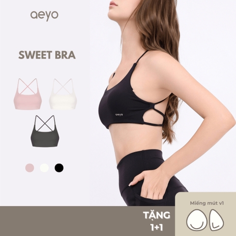 aeyo | Áo SWEET Bra thể thao yoga gym nữ lưng dây cách điệu, mút rời, chất liệu vải thun dày dặn, mềm mịn, thoáng khí