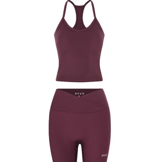 𝘢𝘦𝘺𝘰 | Set đồ tập thể thao áo croptop Classic Tank Top gym nữ hai dây, quần biker chất liệu vải thun dày dặn, kháng ẩm - L - ĐỎ