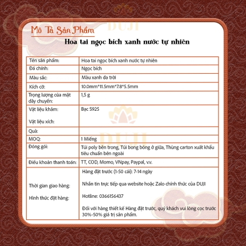 Hoa tai nơ bằng ngọc bích tự nhiên Blue Water S925 bạc thiết kế nguyên bản