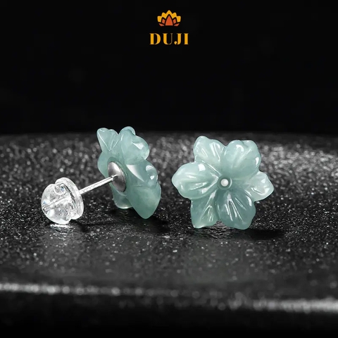 Hoa tai cánh hoa Jadeite BlueWater thiên nhiên S925