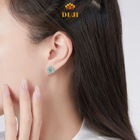 Hoa tai cánh hoa Jadeite BlueWater thiên nhiên S925