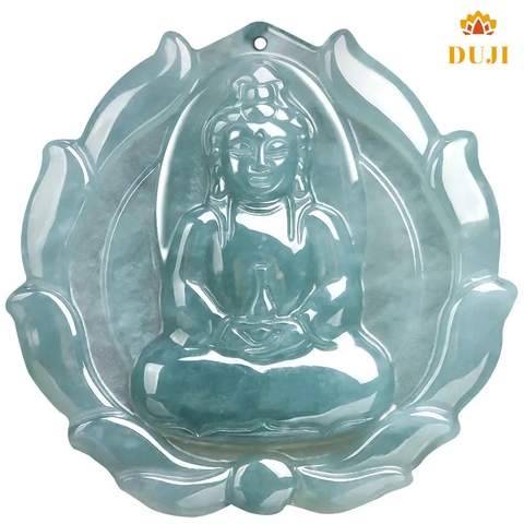Mặt dây chuyền ngọc bích tự nhiên Avalokiteshvara Avalokiteshvara màu xanh nước loại ngọc bích