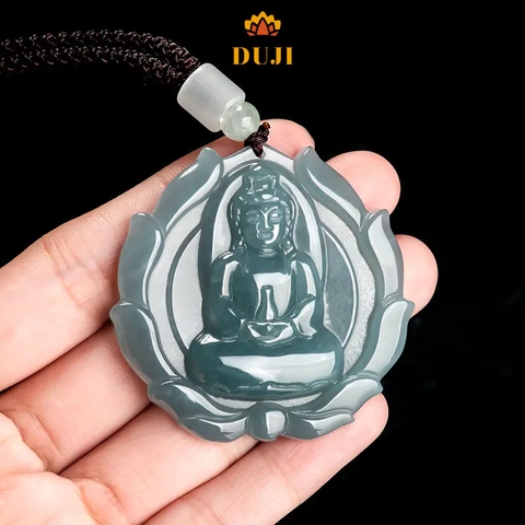 Mặt dây chuyền ngọc bích tự nhiên Avalokiteshvara Avalokiteshvara màu xanh nước loại ngọc bích