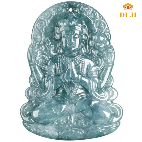 Mặt dây chuyền Jadeite nước xanh thiên nhiên Avalokiteshvara thiết kế độc đáo