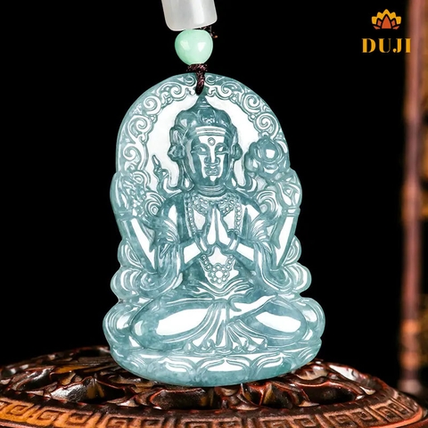 Mặt dây chuyền Jadeite nước xanh thiên nhiên Avalokiteshvara thiết kế độc đáo