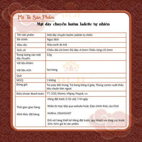 Mặt dây chuyền bướm nước xanh ngọc bích tự nhiên