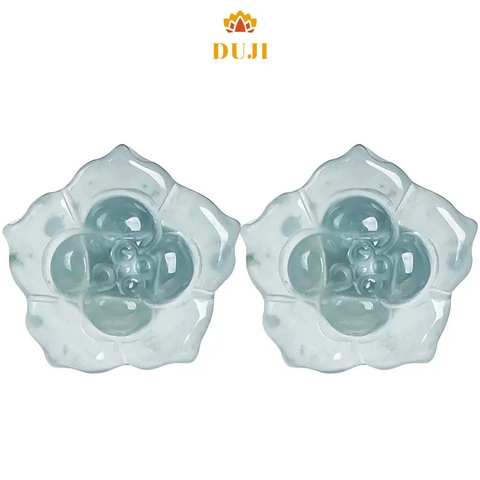 Hoa tai ngọc bích xanh nước biển tự nhiên S925