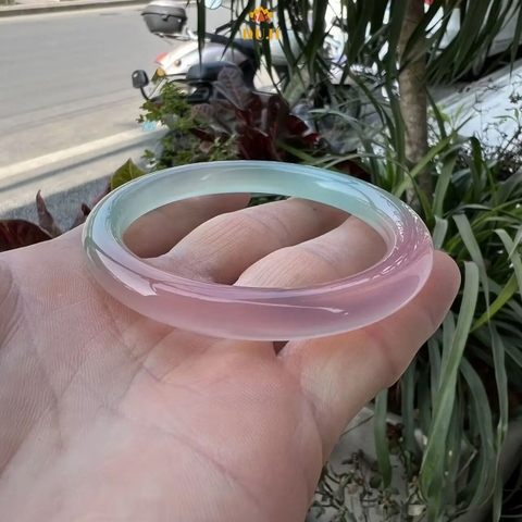 Vòng tay đá mã não tự nhiên ánh hồng xanh