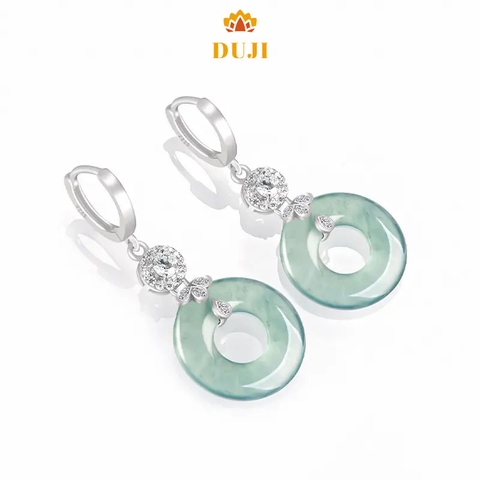Hoa tai Jadeitea tự nhiên S925 bạc