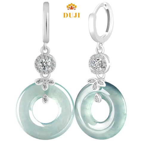 Hoa tai Jadeitea tự nhiên S925 bạc