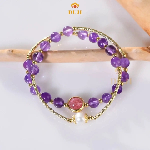 Vòng tay chuỗi 2 vòng thạch anh tím 6mm