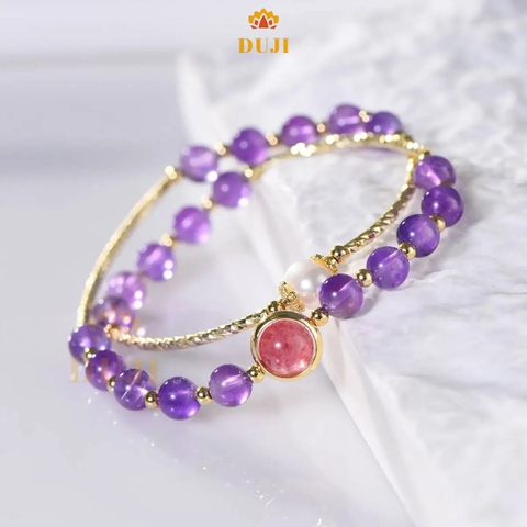 Vòng tay chuỗi 2 vòng thạch anh tím 6mm